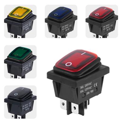 2Pcs KCD4 IP67 Waterproof 4Pin Rocker Switch Auto Boat Marine DPDT 12V/220V Heavy Duty Push Button Switch with LED Light