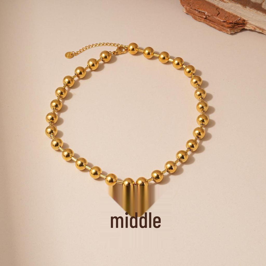 Retro European-American Beaded Titanium Steel Butterfly Flower Necklace with High-End Style
