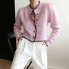 Women Sweater Spring Fall New Candy Solid Color Wool Round Neck Singlebreasted Long Sleeve Knit Cardigan Sweater  C-131