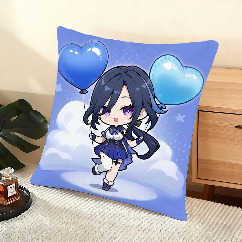 Genshin Impact Clorinde Cushion Cover Soft Short Plush Pillow Cover Smooth Cozy Texture Aesthetic Cushion Case Home Decor