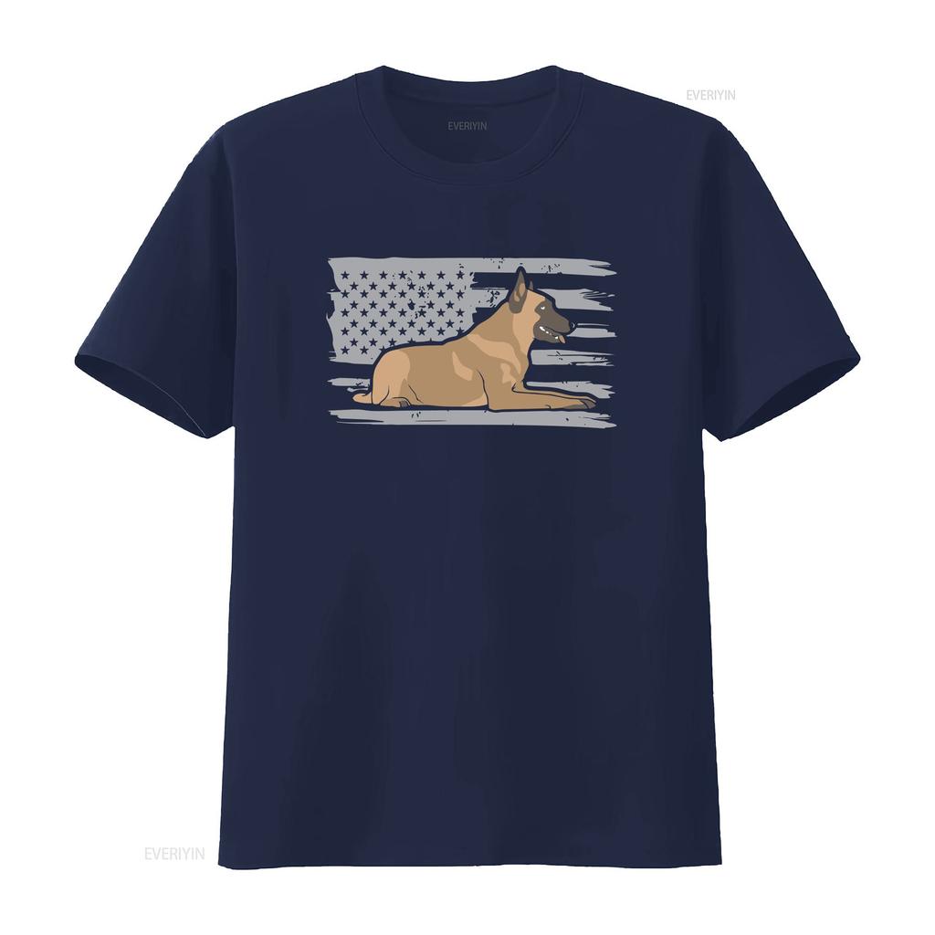 American Flag Belgian Malinois Mom T Shirt Patriotic Dog For Her Women Vintage Washed Versatile Graphic Homme Unisex Fashion