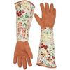 1Pair Breathable Floral Print Long Sleeves Protective Gardening Pruning Gloves