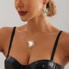 Accessories, Retro Temperament Exaggerated Heart-Shaped Necklace Women, Personalized Simple Burr Necklace Earrings Set