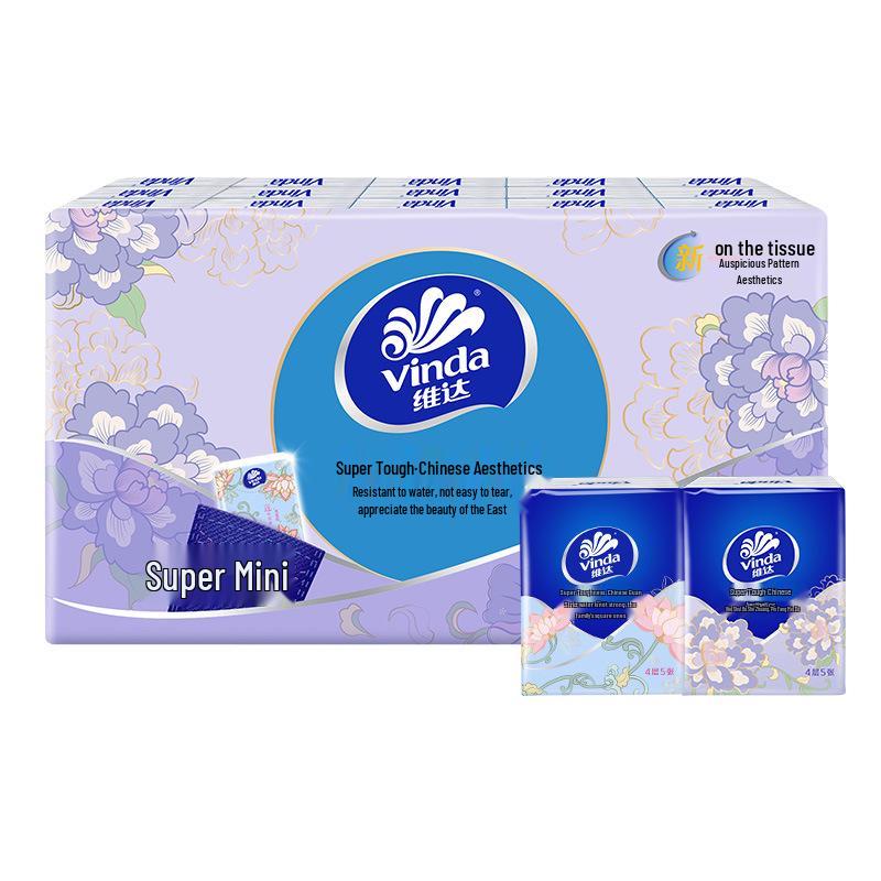 Vinda 24er-Pack tragbares vierlagiges Mini-Taschentuch- und Serviettenpapier