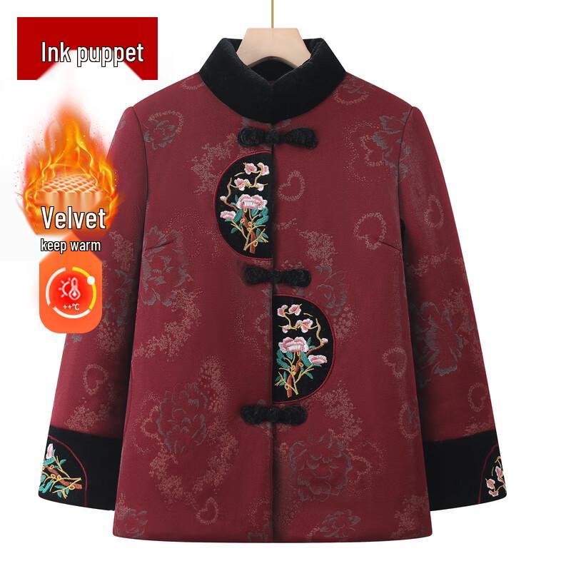 New Chinese Style Padded Winter Coat for Middle-Aged Women