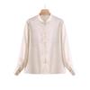Frühlings-Retro-Jacquard-Seidenbluse mit Stehkragen für Mütter