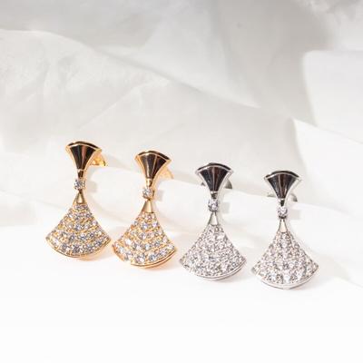 Pendientes de plata 925 con diamantes de joyería de lujo europea, aretes con falda festoneada para mujer, 2022