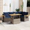 VidaXL Garden Lounge Set with Cushions 6 Pcs Grey Braided Resin Acacia, Outdoor Sofa Set, Garden Lounge Set 3327603