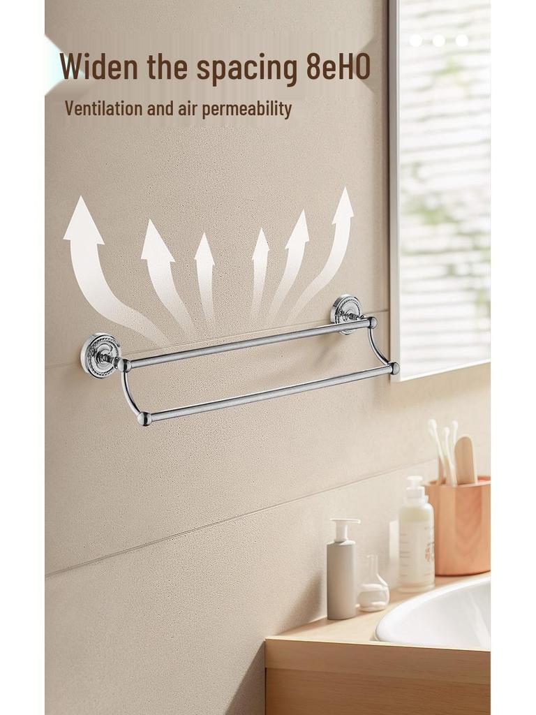 Badezimmer-Handtuchhalter-Set im europäischen Stil, Silber, Vollkupfer