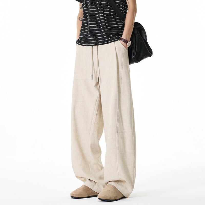 Old Money Style Vintage Linen Look Loose Drawstring Wide Leg Casual Pants