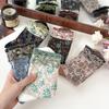 Autumn Winter Mid Calf Socks for Women Japanese Embossed Floral Cotton Socks Court Retro Ethnic Artistic Style Soft Casual Socks