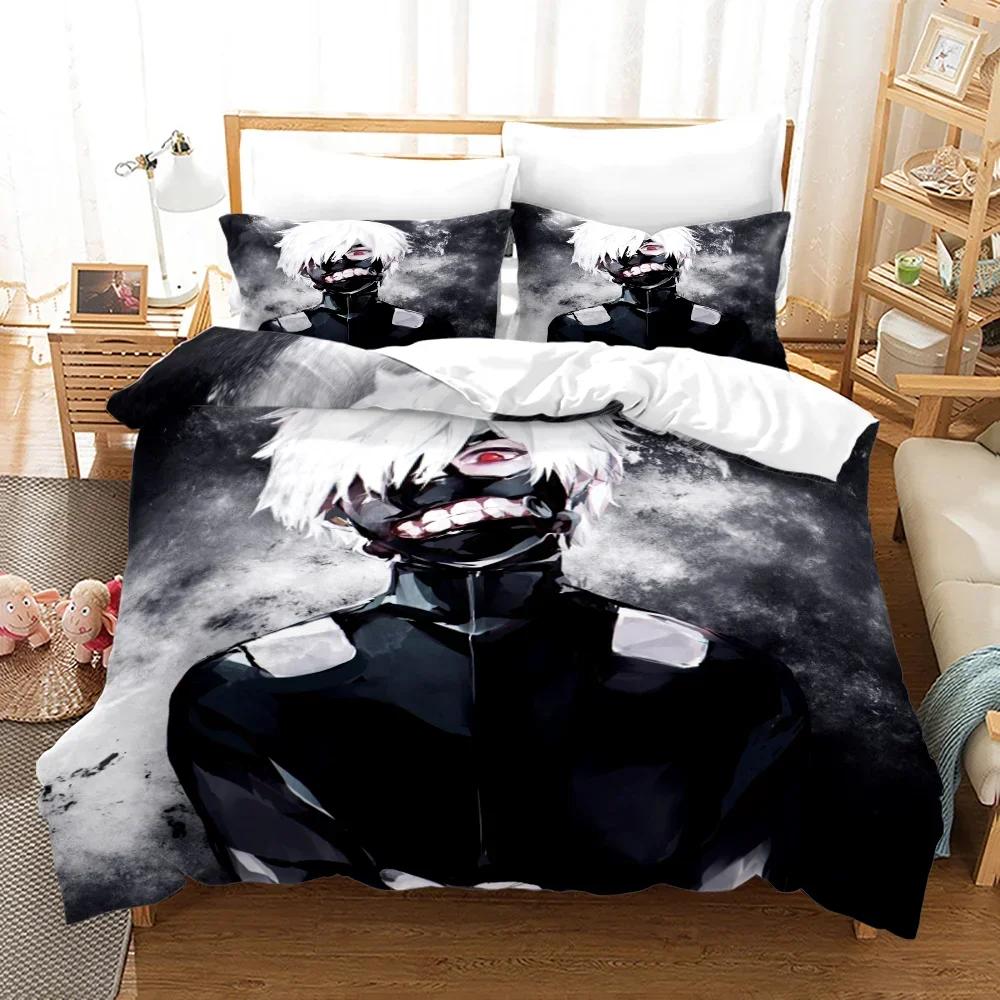 3D Printed Anime Tokyo Ghoul Comfortable Duvet Quilt Cover Pillowcase Bedding Set Children Bedroom Decoration Home Textile