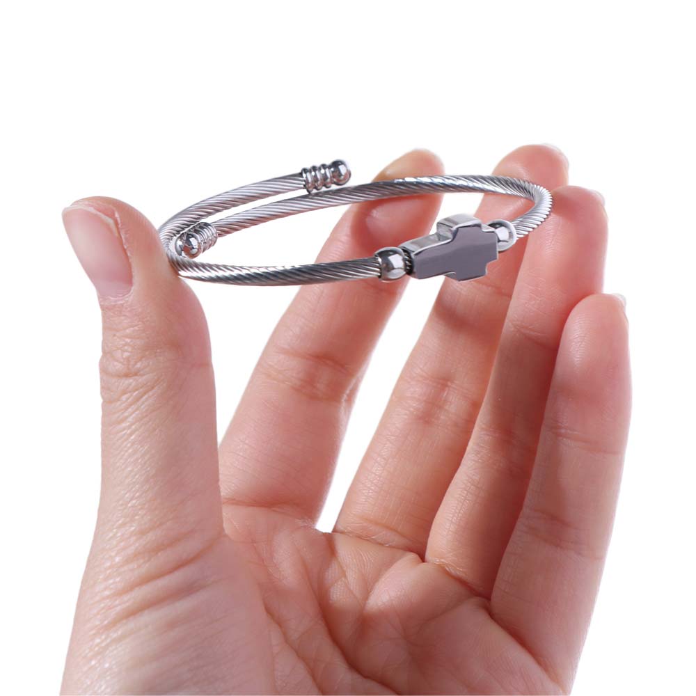 Adjustable Religious Bracelet Silver Open Bangle Bracelet Cross Charm Bracelet  For Men
