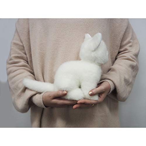 Graceful Cat (Made in Japan) Sitting White Cat Plush Toy, 22cm Long, I-6855