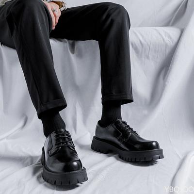 Mode Lässige Lederschuhe Mann Männer Hohe Sohle Plateau Japan Harajuku Koreanische Streetwear Mode Business Hochzeit Lederschuh