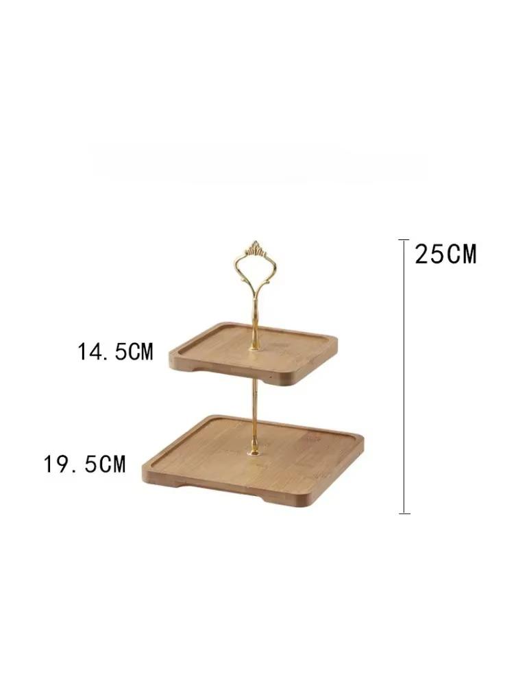 

Двухслойный поднос 1шт квадратный деревянный подставка для торта фруктов десертная стойка для послеобеденного чая закуски столовые приборы бытовая техника