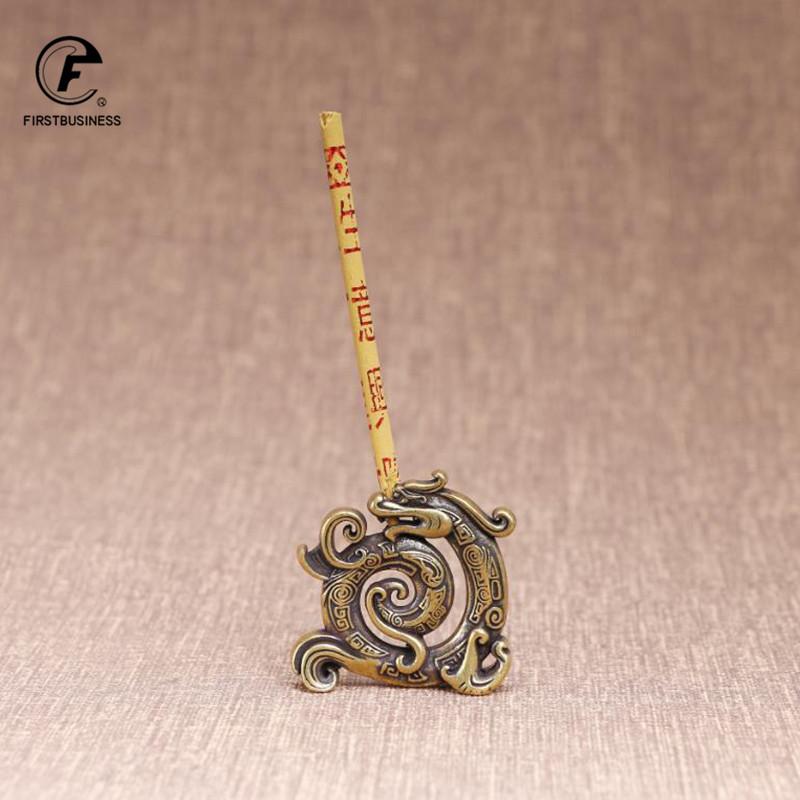 Solid Copper Incense Stick Holder Disc Dragon Small Ornaments Creative Vintage Brass Censer Home Decor Incenses Burner Keychains