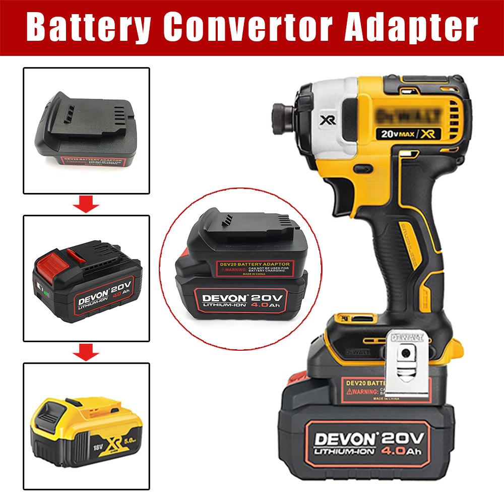 Battery Converter Adapter for DEVON 20V Lithium Batteries Converter for Dewalt DCB Series 18V/20V Lithium Battery Power Tools