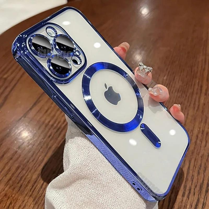 Custodia Trasparente Placcata Oro Per Per Iphone 17 Air 16 15 14 13 12 11 Pro Max Plus Cover Trasparente Magnetica Antiurto