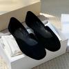 Sheepskin version~ retro niche suede round head shallow mouth flat bottom ballet shoes women's 2025 new spring and autumn single shoes
