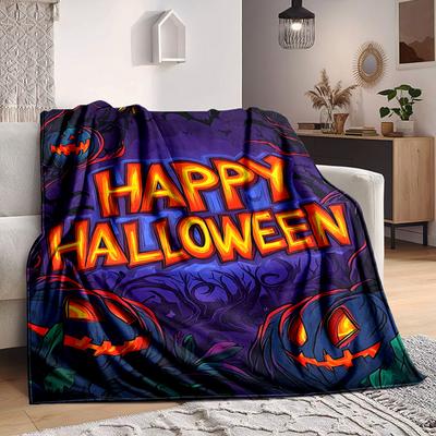 1 Stück Halloween-Kürbis-Decke, Leichter Flanell-Fleece mit Digitaldruck, Weich und Warm für Sofa, Reisen, Camping, Büro, Couch, Stuhl und Bett,