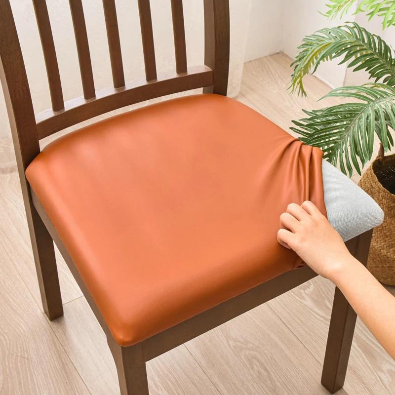 1pc Waterproof Pu Chair Cushion Cover For Kitchen Dining Room Leather Seat Cover Dining Room Chair Seat Cushion Cover