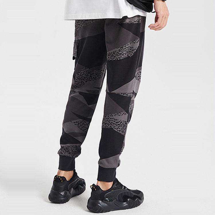 Li Ning Badfive Basketball Series Color Block Casual Comfortable Cuffed Sports Pants Men Bottoms Black Camouflage AKLQ503-1