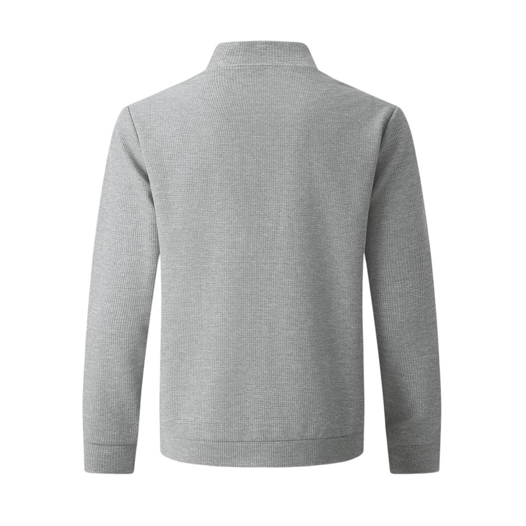 Men's  Vintage Stand Collar Zippered Solid Color Loose-Fit Casual Jacket