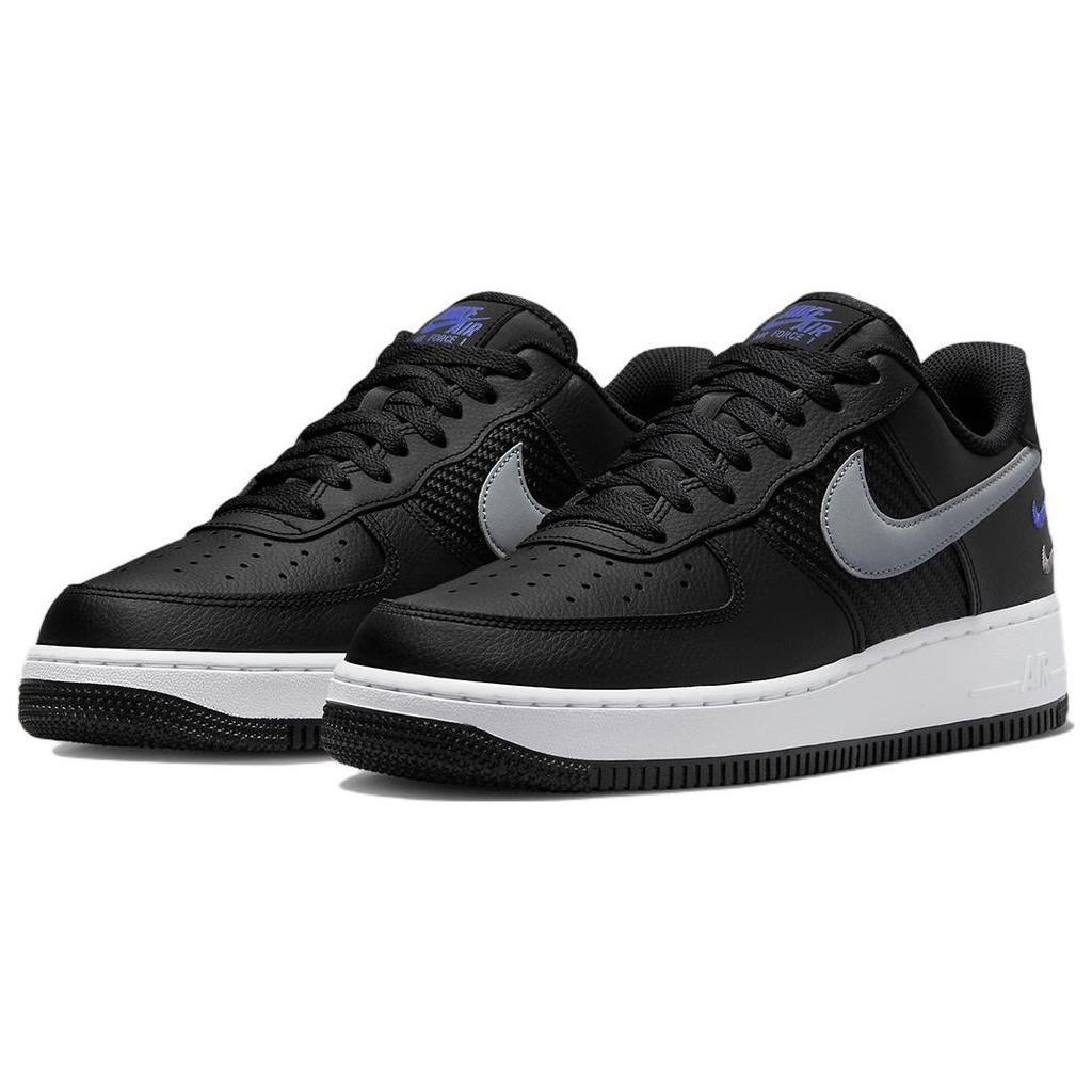 Nike Air Force 1 07 Double Swoosh - Black Racer Blue Men Sneakers White Cool-Grey FD0666-001