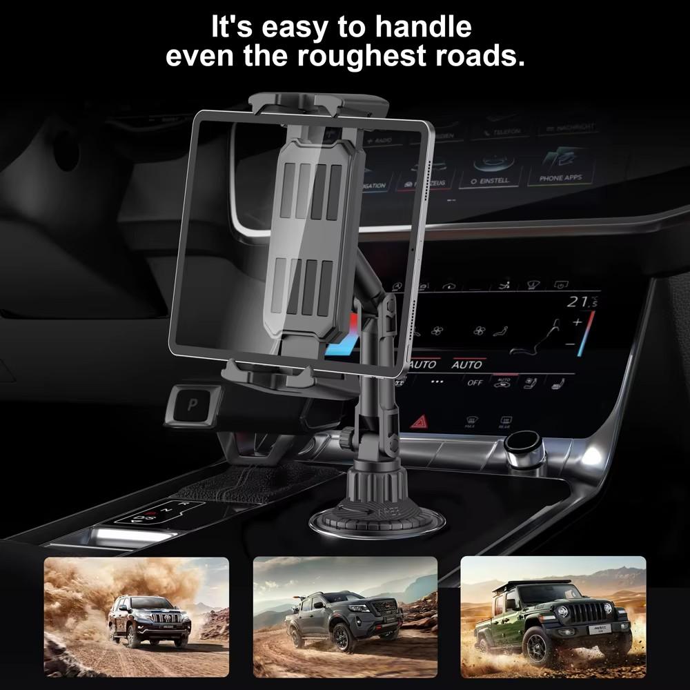 Car Phone Tablet Mount, 3-in-1 Dashboard Windshield Air Vent Cup Holder, Adjustable Stand for iPhone iPad