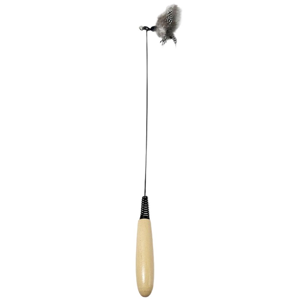 Interactive Cat Wand Toy with Feather Attachment Durable Handle Flexible Wire Design for Indoor Pet Play Exercise