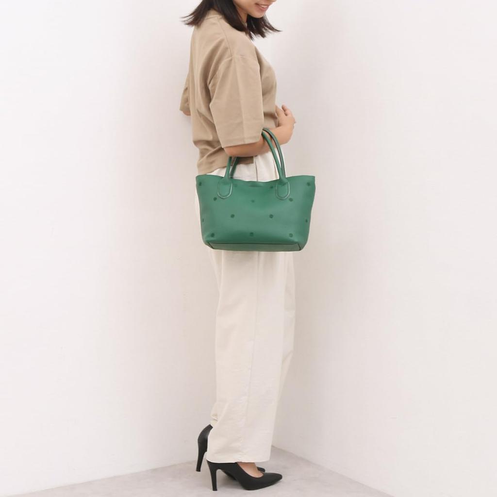 Cowhide Dot Embroidery 2-Way Tote Bag S
