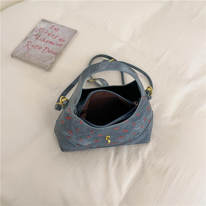 Women's Large-Capacity Color-Block Tote Bag with Cute Print