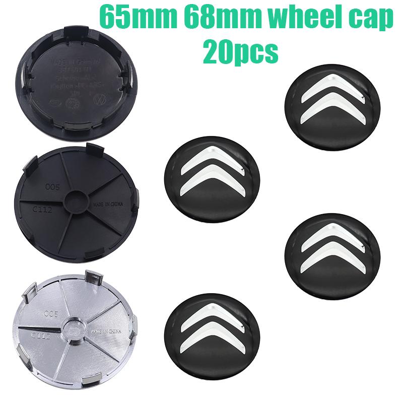 20pcs 65mm 68mm Citroen 3D logo Car wheel emblem Wheel Center Hub Cap auto Rim refit dust-proof badge covers styling accessories