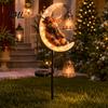 Solar Powered Porch Lighting Highland Cow Moon Garden Light, Christmas Metal Decorative Crescent Lawn Lamps Stake Outdoor Yard Path Decoration