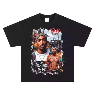Tupac Shakur TShirt Unisex Vintage Graphic Print Pure Cotton Crew Neck Casual Streetwear Fashion Tops For Men Women