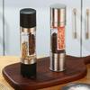 2-in-1 Salt And Pepper Grinder Set Adjustable Coarseness Manual Spice Mill with Glass Jar Stainless Steel Refillable Kitchen Shaker Bottle