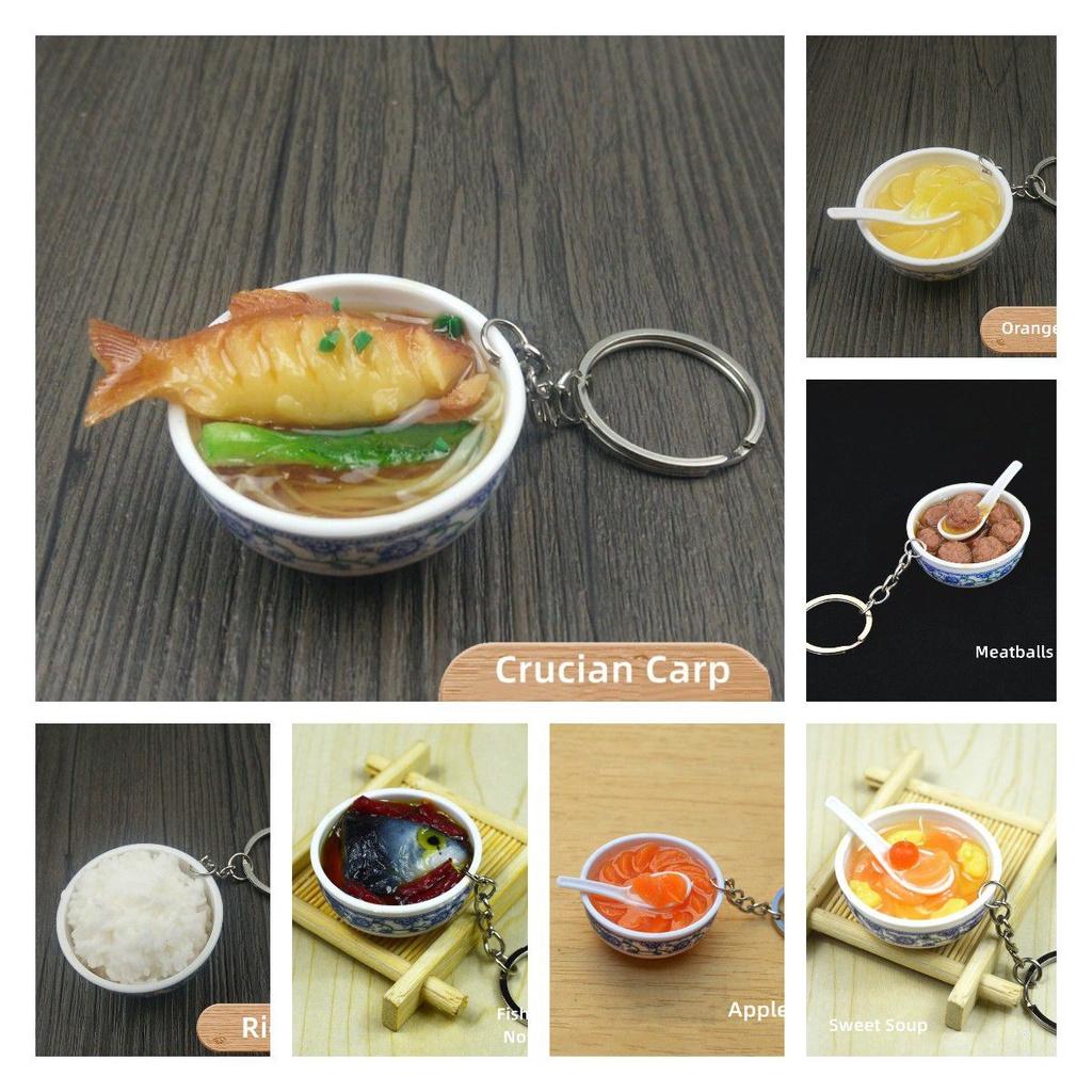 Miniature Simulated Food Bowl Key Chain For Your Accessories