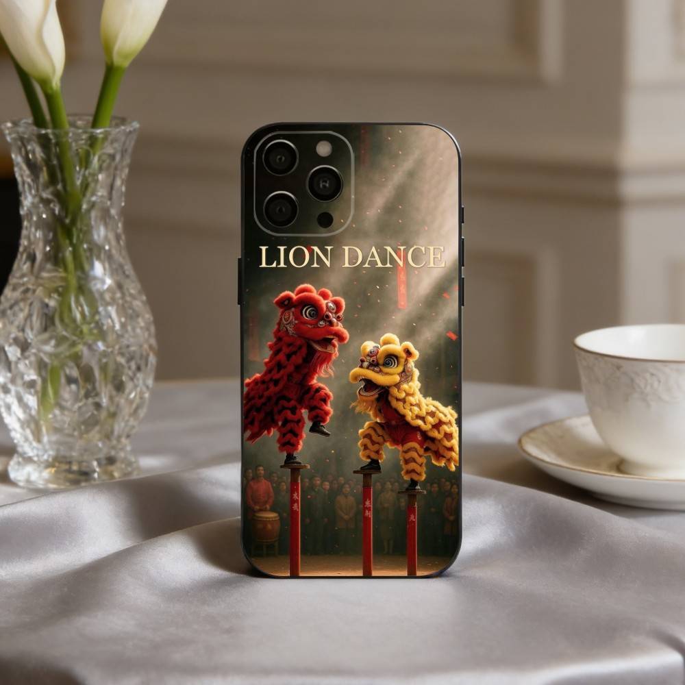 C-Chinese L-lion D-dance Phone Case For iPhone 17pro, 16,15,14,13,12,11 X XR Plus,Others Soft Black Cover
