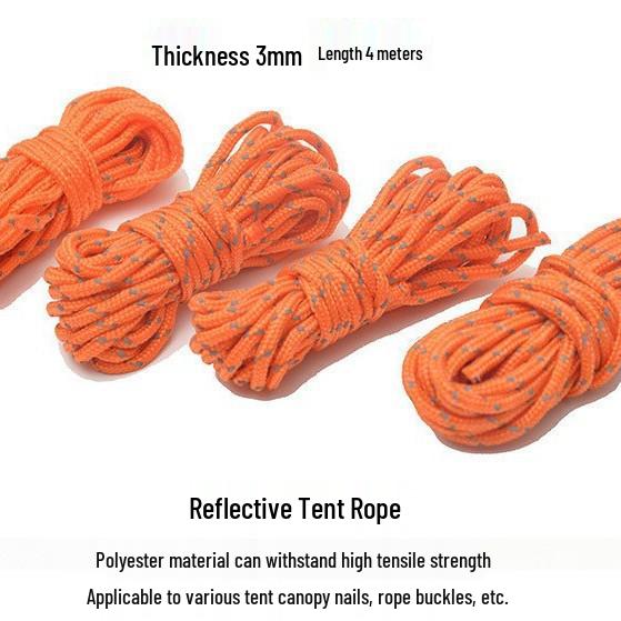 Double Eye Wind Rope Buckle Set: Reflective Camping Tent and Tarp Ground Stake with Windproof Pull Rope