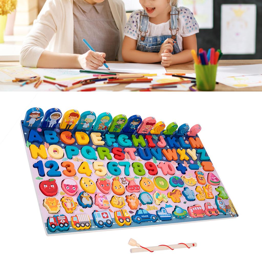 Wooden Puzzles Toddler Toys Educational Bright Color Number Shape Puzzles Board Learning Toys Fruit