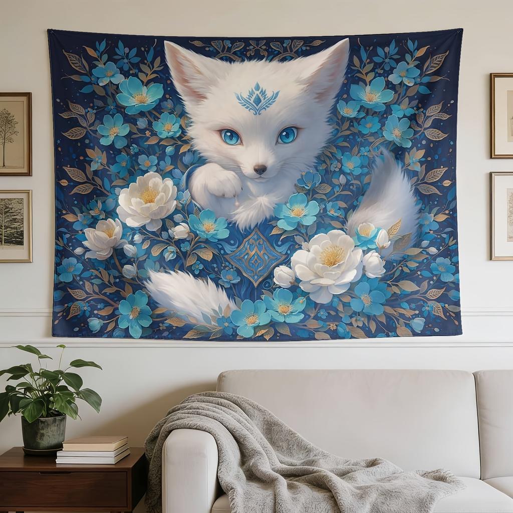A Stylish Tapestry, Mystical Floral Kitty,perfect for Sprucing up Wall Decor in Homes, Dorms and Bedrooms.