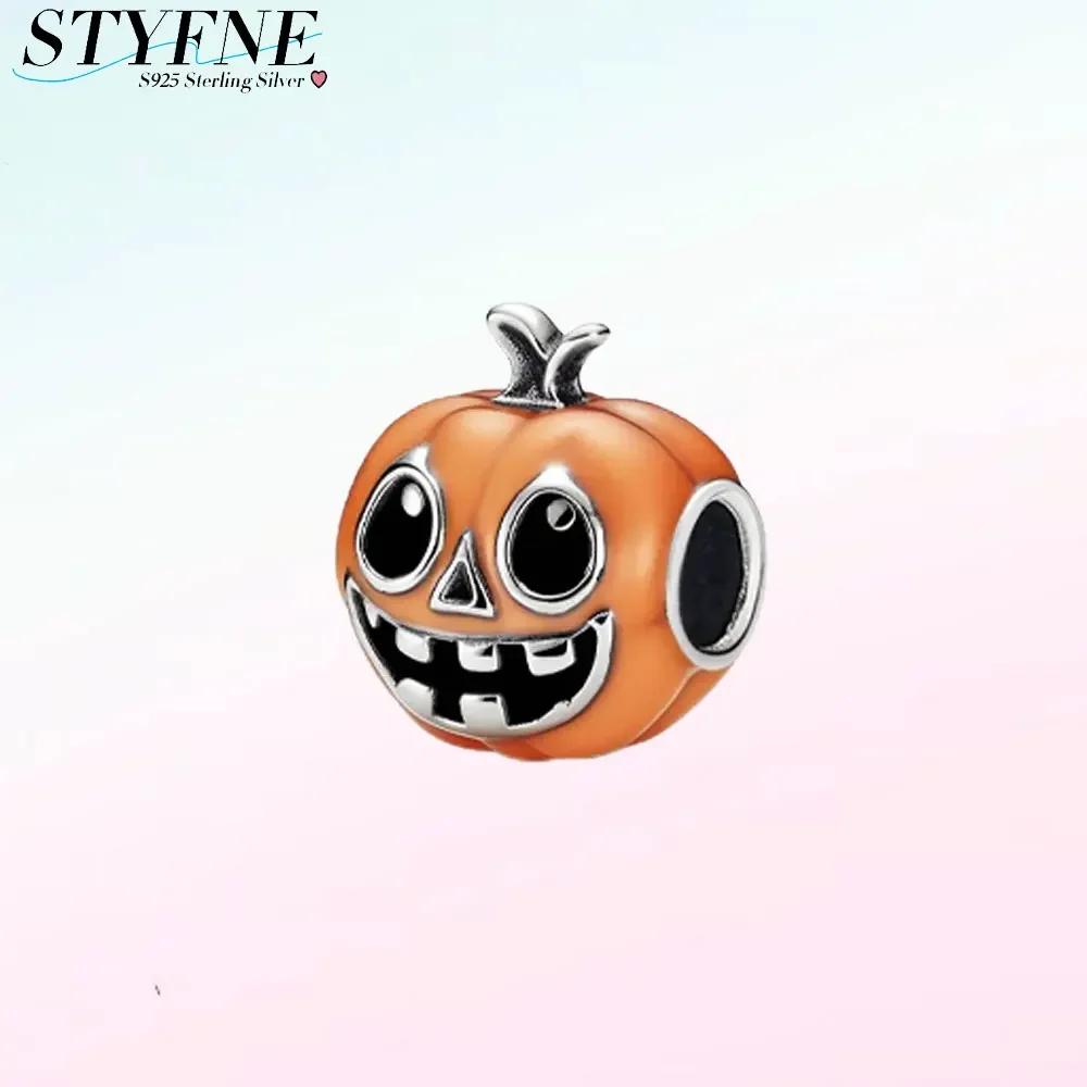

Copper Halloween Night Glowing Pumpkin Beads Charm Fit Original Bracelet Diy Fine Jewelry Making Gift For Women