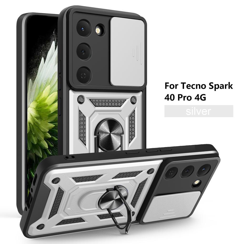 For Tecno Spark 40 Pro Case Tecno Spark 40 Pro Cover Magnetic Ring Holder Armor Phone Case Slide Camera Protect Back Cover