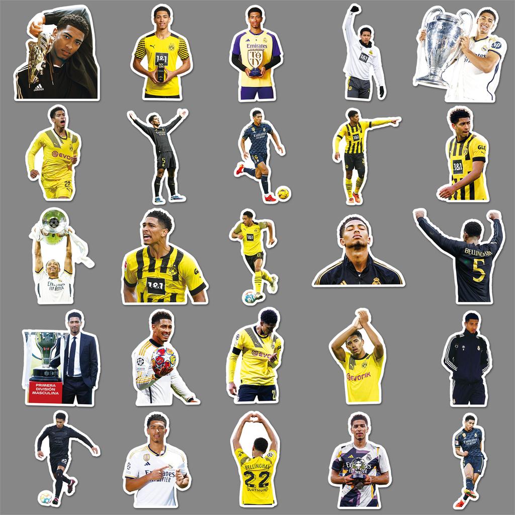 Jude Bellingham Graffiti Sticker 50 Stück Europameisterschaft Fußballspieler Aufkleber Wasserdicht für Handy Laptop Wasserflasche Gepäck
