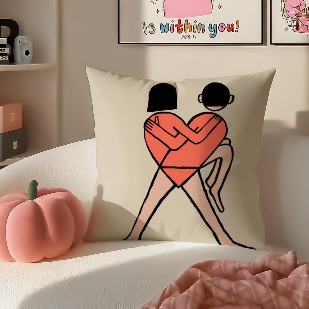 Fashion Art JJeanJullien Cushion Cover Pillowcase Short Plush Invisible Zipper Room Sofa Cushion Cover