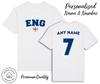 England ENG T-Shirt Personalised Name and No Adult Kids Baby, Football 6 Nations