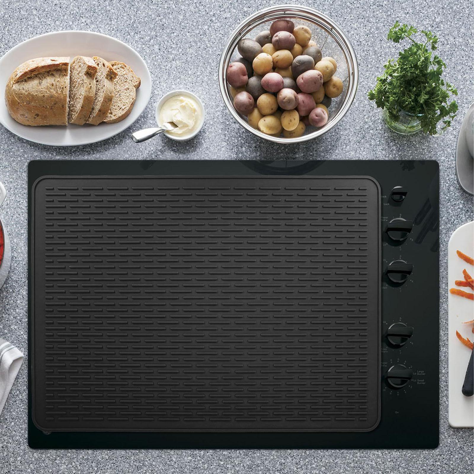 

Силиконовый коврик для защиты плиты, коврик для сушки посуды XL для кухни One Size чёрный