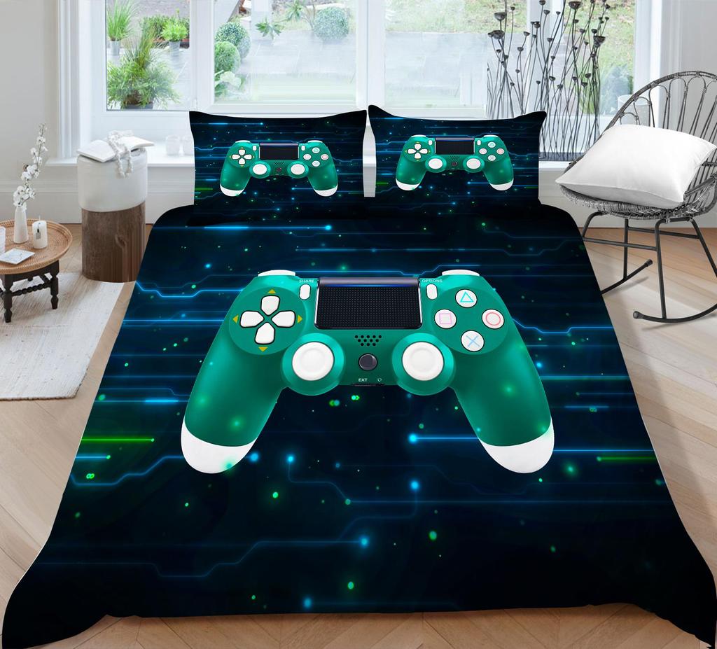 Player Bedding Microfiber Fabric Game Machine Printed Quilt Cover and Pillowcase Are Suitable for Home Decoration of Boys and Men's Game Lovers' Rooms