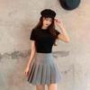 Two Layers High-waist Plus Size Short Pleated Skirt  Women's A-line Skirt  Anti-glare Solid Color Mini Skirt